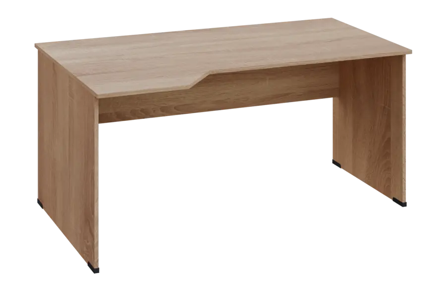 EZL 18 - 164 stůl kancelářský, rohový, levý, dřevěná podnož, deska 18 mm, široký 1600 mm, dub bardolino